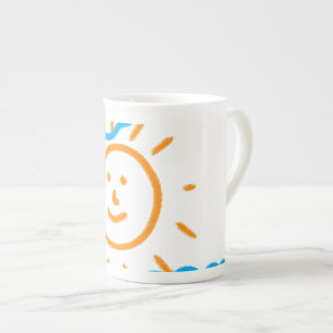 アップロード子供スケッチ子アートワークを次に変換 ボーンチャイナマグカップ