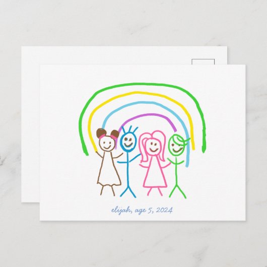 アップロード子供スケッチ子アートワークを次に変換 ポストカード (正面/裏面)