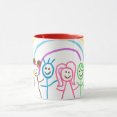 アップロード子供スケッチ子アートワークを次に変換 マグカップ (中央)