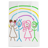 アップロード子供スケッチ子アートワークを次に変換 ミディアムペーパーバッグ (裏面)