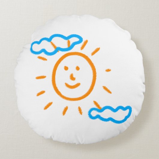 アップロード子供スケッチ子アートワークを次に変換 ラウンドクッション (正面)