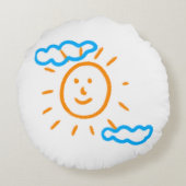 アップロード子供スケッチ子アートワークを次に変換 ラウンドクッション (裏面)