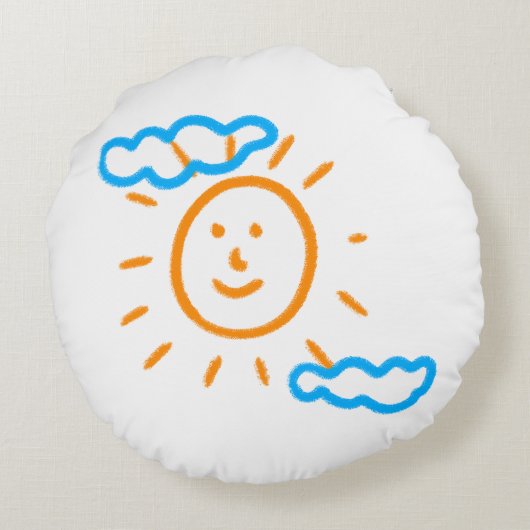 アップロード子供スケッチ子アートワークを次に変換 ラウンドクッション (裏面)