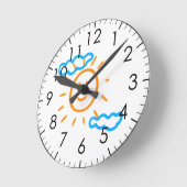 アップロード子供スケッチ子アートワークを次に変換 ラウンド壁時計 (傾斜)