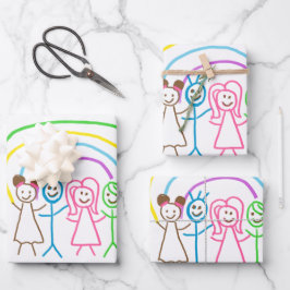 アップロード子供スケッチ子アートワークを次に変換 ラッピングペーパーシート