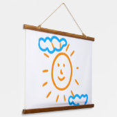 アップロード子供スケッチ子アートワークを次に変換 吊り下げ型タペストリー (傾斜あり)