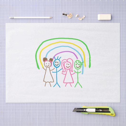 アップロード子供スケッチ子アートワークを次に変換 薄葉紙 (クラフト)