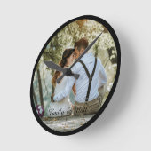 アップロード縁どされたフォトウォール時計の黒いフレーム ラウンド壁時計 (傾斜)