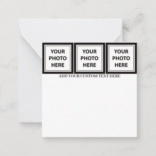 アップロード3枚の写真と追加文字-カスタマイズ写真 ノートカード (正面)