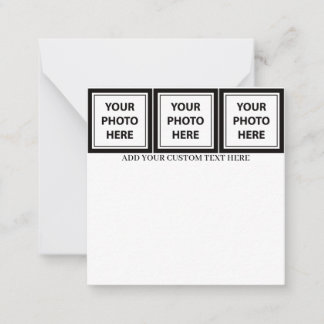 アップロード3枚の写真と追加文字-カスタマイズ写真 ノートカード