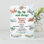 アップ・アップ・アンド・アウェイ 飛行機 誕生日 招待状 (スタンド正面)