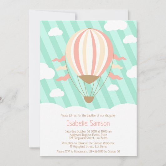 アップ·アップ·遠くにホット·エア·バルーン·バプテスマ·招待状 招待状 (正面)