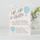 アップ·アンド·ホット·遠くにエア·バルーン誕生パーティー 招待状 (スタンド正面)