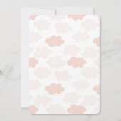 アップ&テディベア遠くにピンククラウドベビー誕生日 招待状 (裏面)