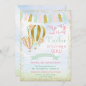 アップ&ホットエ遠くにアバルーン赤ちゃんシャワー招待状 招待状 (正面/裏面)