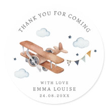 アップ&遠くに、ヴィンテージ水彩飛行機の赤ちゃんシャワー