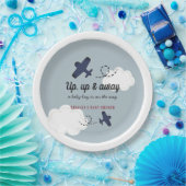 アップ&飛行機遠くにブルーボーイベビーシャワー ペーパープレート (パーティー)