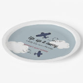 アップ&飛行機遠くにブルーボーイベビーシャワー ペーパープレート (アングル)