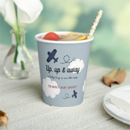 アップ&飛行機遠くにブルーボーイベビーシャワー 紙コップ
