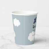 アップ&飛行機遠くにブルーボーイベビーシャワー 紙コップ (右)