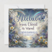 アッレリア彼は復活した水色のフローラ復活祭 シーズンカード (正面)