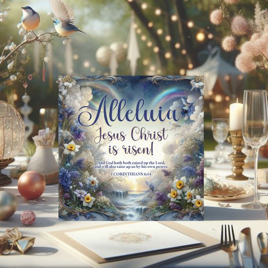 アッレリア彼は復活した水色のフローラ復活祭 シーズンカード