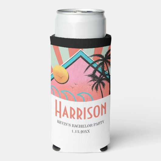 アツいトロピカルビーチ独身パーティー スリム缶クーラー (Seltzer正面)