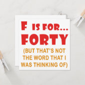 アティッおもしろいト40th誕生日ギャグギフト カード (正面/裏面インサイチュ)