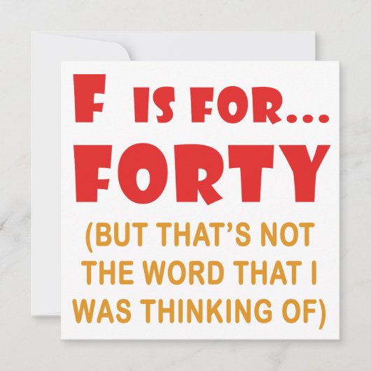 アティッおもしろいト40th誕生日ギャグギフト カード (正面)