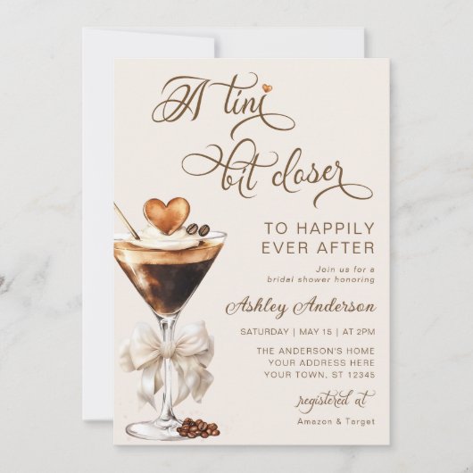 アティニビットクローザーエスプレッソマティーニブライダルシャワー 招待状 (正面)