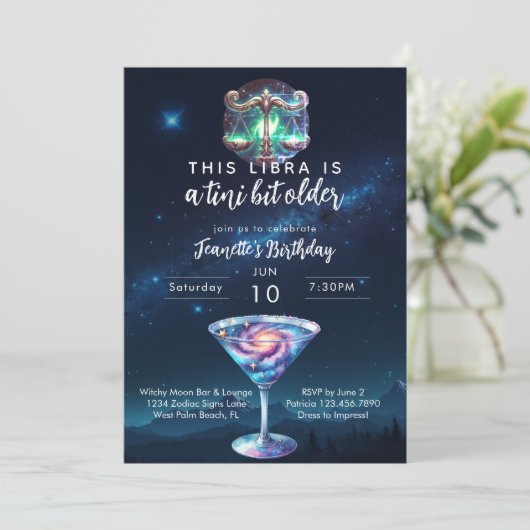 アティニビット古い天秤座〔占星術の〕十二宮図マルティーニ誕生日 招待状 (スタンド正面)