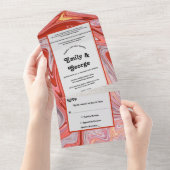 アテエレガントルカラフルラバ抽象芸術結婚ズ オールインワン招待状 (貼ってはがせる)