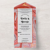 アテエレガントルカラフルラバ抽象芸術結婚ズ オールインワン招待状 (内側)