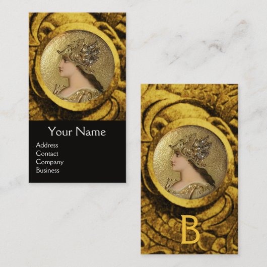 アテナと戦うグリフィンモノグラム、赤ルビー 名刺 (正面/裏面)