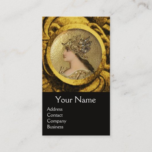 アテナと戦うグリフィンモノグラム、赤ルビー 名刺 (正面)