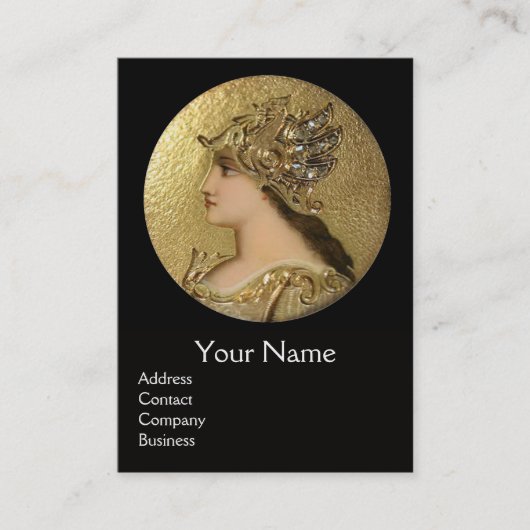 アテナと戦うグリフィンモノグラム、赤ルビー 名刺 (正面)