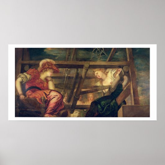 アテナイとアラクネ、c.1475-85(キャンバス上の油) ポスター (正面)