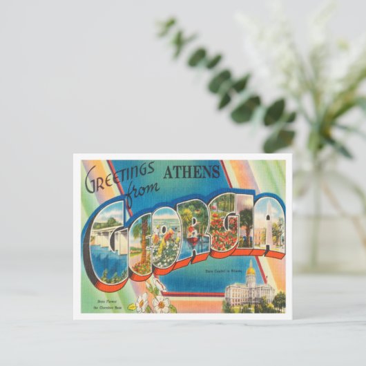 アテネからの挨拶，ジョージア・ヴィンテージ旅行 ポストカード (スタンド正面)