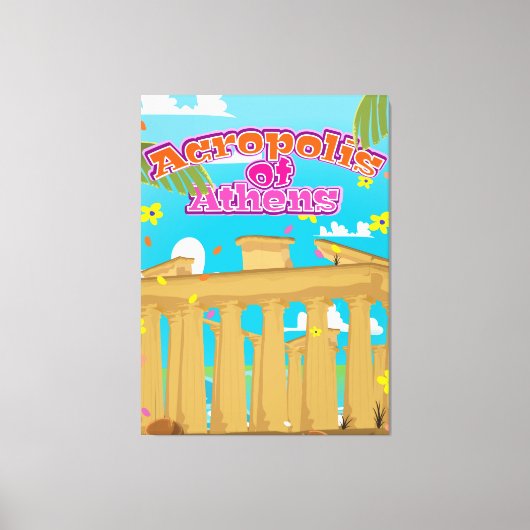 アテネのアクロポリスギリシャ旅行ポスター。 キャンバスプリント (正面)