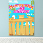 アテネのアクロポリスギリシャ旅行ポスター。 キャンバスプリント (インサイチュ (ウッドフロア))