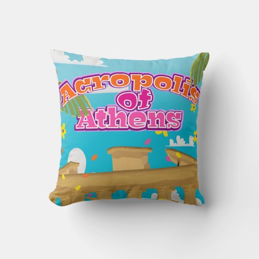 アテネのアクロポリスギリシャ旅行ポスター。 クッション (正面)