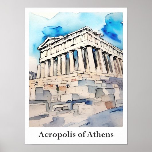アテネのアクロポリスGreece水彩旅行 ポスター (正面)