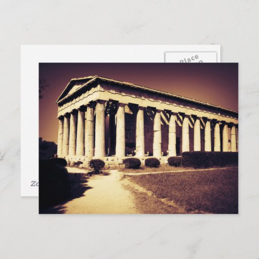 アテネのギリシャの寺院 ポストカード (正面/裏面)