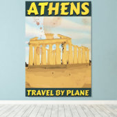 アテネのヴィンテージ旅行ポスター キャンバスプリント (インサイチュ (ウッドフロア))