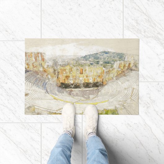 アテネの古代シアターGreece Doormat -ヴィンテージ ドアマット (室内)