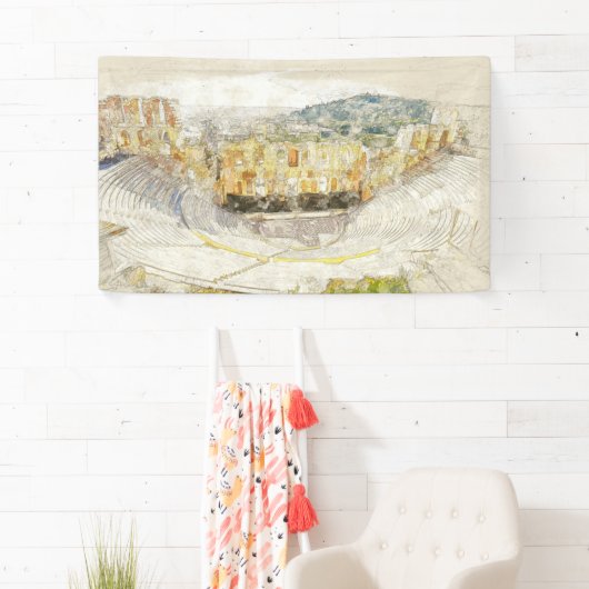 アテネの古代劇場ギリシャのバナー – 旅行 横断幕 (インサイチュ)