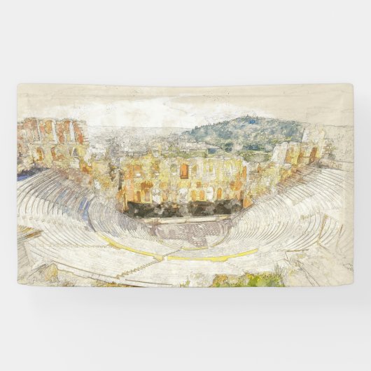 アテネの古代劇場ギリシャのバナー – 旅行 横断幕 (横)