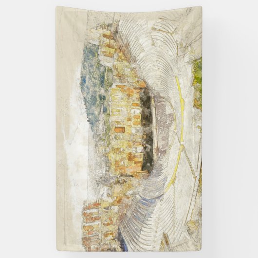 アテネの古代劇場ギリシャのバナー – 旅行 横断幕 (縦)