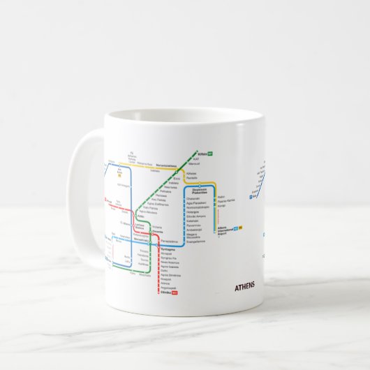 アテネの地下の地図のマグ コーヒーマグカップ (正面左)
