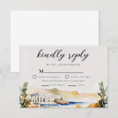 アテネの結婚式出欠確認 | ギリシャの空撮招待状 出欠カード (正面/裏面)